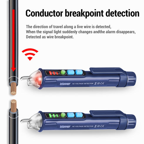 Non Contact Voltage Tester, Electrical Tester, Dual Range AC 12V/48V-1000V, Circuit Tester with Flashlight, LCD Display