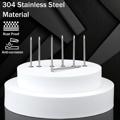 2 Pounds Box of 1-1/4 Inch Siding Nails, 304 Stainless Steel Flat Head Hardware Nails for Wall, Siding, and Decking