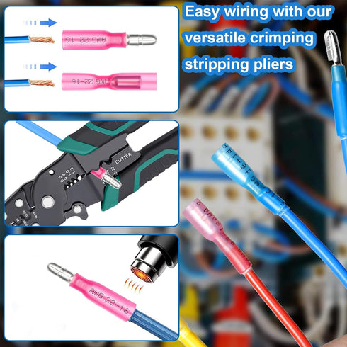 smseace 230PCS Heat Shrink Bullet Connectors Assortment Kit, Waterproof Female & Male Bullet Butt Connectors