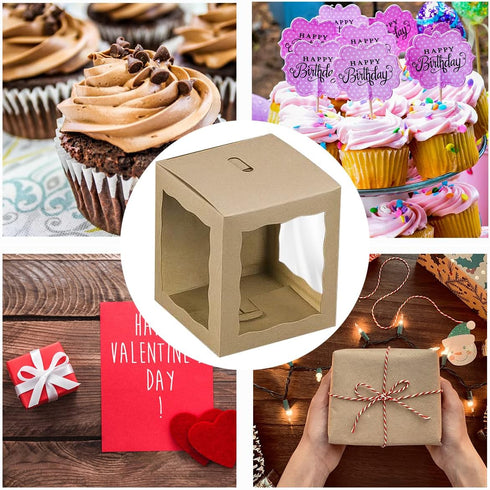 A & H Legacy (Pack 12) 4x4x4 Inch Packaging Candy Apple Boxes with Hole | of Kraft Glossy Caramel Apple Boxes