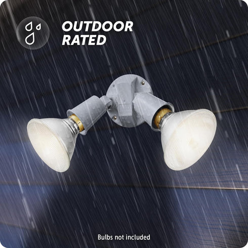 240 GLOBE W Twin Head White Hardwired Switch Activated Security Flood Light, Spotlight, Outdoor, Outside House Lights