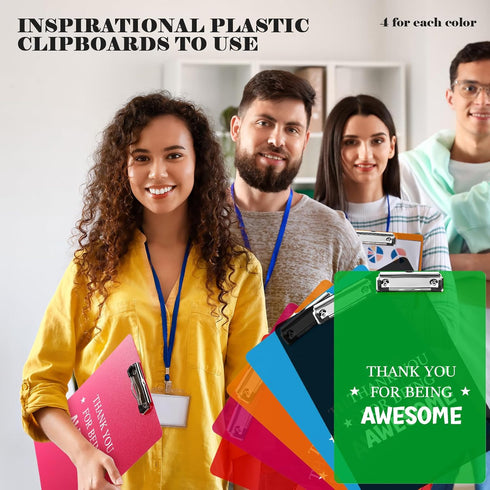Back to School Gifts Plastic Clipboards Bulk, Thank You for Being Awesome Appreciation Gifts for Teacher (24 Pcs)