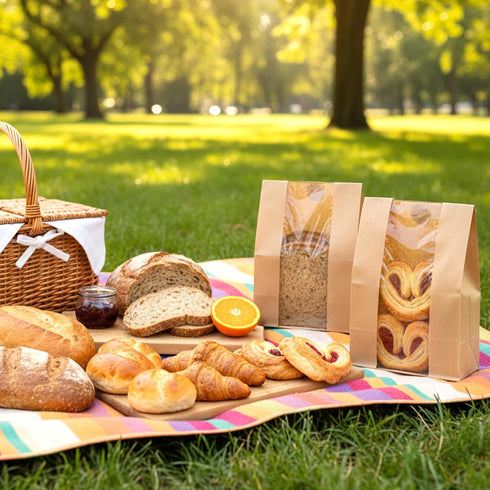 Yuanan 150PCS Window,14" 8.3" 3.5" 30 Bakery Bags with X X Cookie Bags Bread for Homemade Bread, Sourdough Breads Paper