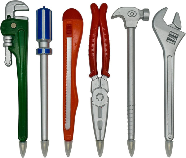 Maydahui 6 PCS Tool Ballpoint Pens - Black Ink Hardware Shape Pen Design for Boys, Worker Craftsman, Pipe Wrench, Pincer