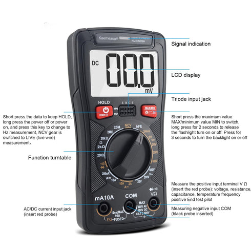 DC/AC Multi Meter Mobile Phone Repair Digital Multimeter Voltage Resistance Diode hFE Tester Smart Multimeter Electronic Service Tool KM-DM09A