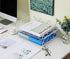 PAG 2 Packs Desktop File Organizer - Metal Stackable Horizontal Letter Tray Paper Holder Rack, White