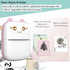 Mini Portable Printer, Inkless Bluetooth Sticker Printer with 8 Rolls Paper, Compatible with iOS + Android (Pink)