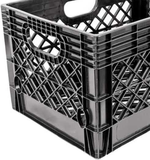 Juggernaut Storage 24 Quart Stackable Black Storage Crate with Handles - Heavy-Duty Plastic for Home, Office, Garage