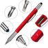 Zhanmai 8 Pcs Gift Pen for Men, 6 in 1 Multitool Tech Tool Pen with Ruler, Levelgauge, Ballpoint Pen, Refills (Red,