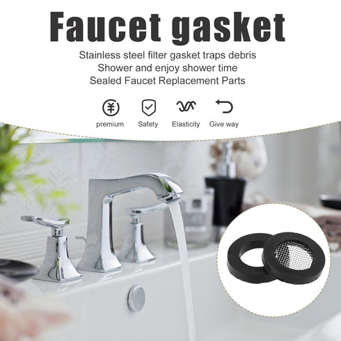 20pcs Shower Head Filter Gasket, 10 Rubber Washers & 10 O-Ring Stainless Steel Water Hose Gasket