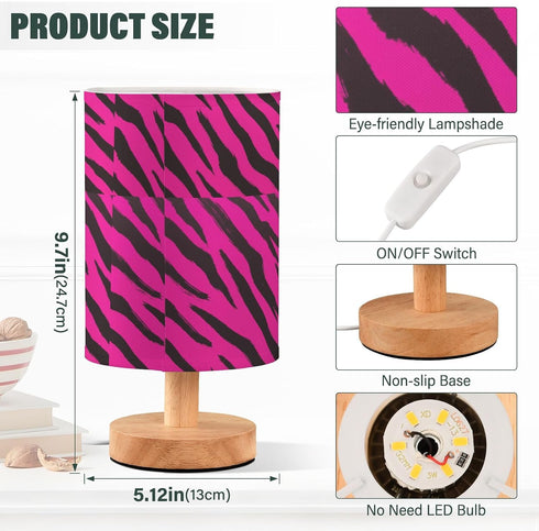 ALAZA Bedside Table Lamp for Bedroom Purple Animal Print Nightstand LED Light Lamps with USB Port Linen Fabric Shade