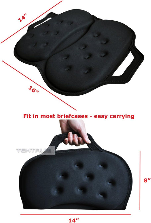 Tailbone, (TD-GS1205-BLK) Tektrum Portable Foldable Cool Gel Orthopedic Seat Cushion with Handle for Travel, Airplane