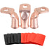 Bare Copper Cable Lugs 10pcs 4 AWG-3/8" 90 Degree Bent Battery Lugs, Heavy Duty Wire Lugs with Heat Shrink Tubing