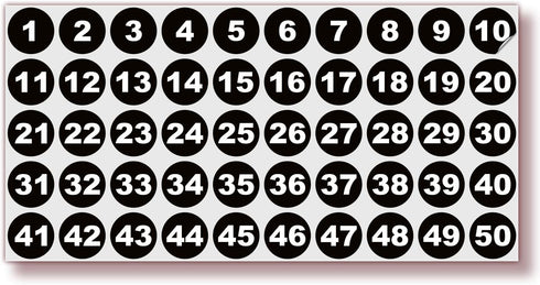 iSYFIX Black Consecutive Number Stickers, 1 to 50, 1-inch, Vinyl Self Adhesive Decal for Organizing, Storage,