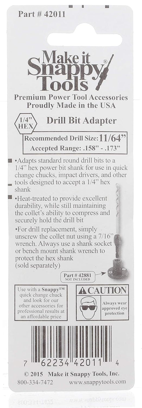 Make it Snappy Tools 11/64 Inch Quick Change Drill Bit Adapter #42011