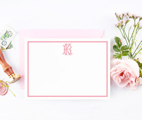 Designing Moments Monogrammed Set 10 1 (23-57)) Monogram Stationery, Personalized Note Cards, Flat Cards, Thank You