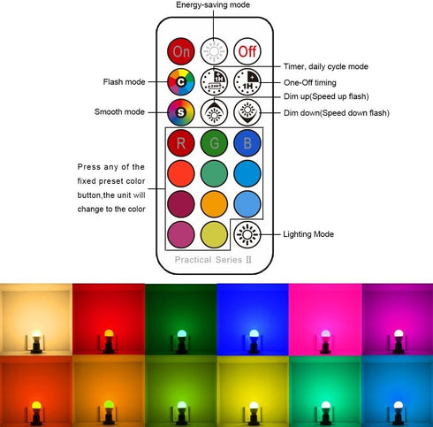 ILC RGB LED Light Bulb, 8 Pack, Color Changing, 40W Equivalent, 450LM, 2700K Warm White, RGBW, Flood Light