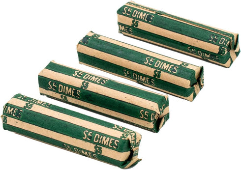 Dime Coin Wrappers, 100 Flat Striped Coin Wrappers