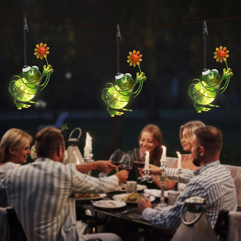 Yamodoor Frog Solar Outdoor Hanging Lantern Creative Small Sculpture Lights Durable Waterproof Lamp Suitable