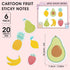 Cobee Cute Fruit Sticky Notes, 6 Pack Large Fruit Cartoon Sticky Notes Fruit Shape Markers Flags Cartoon Large Self-Stick Memo Pads Students Home Office Roommates Gifts Tab Supplies by Cobee