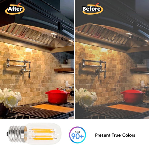 E17 Bulb Bulbs 120V 4W 450LM 3000K CRI90 Jensense LED Appliance for Under Microwave Over Stove Range Hood Bright