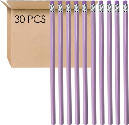 SHIDOW Purple Pencils #2, Bulk Purple Pencils with Erasers, Wood-Cased HB Pencils for Adults, Office (30PCS)