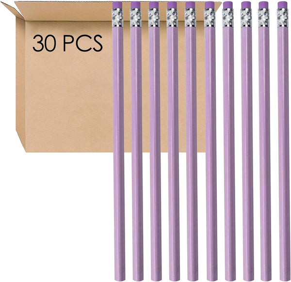 SHIDOW Purple Pencils #2, Bulk Purple Pencils with Erasers, Wood-Cased HB Pencils for Adults, Office (30PCS)