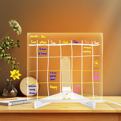 LED Note Board with Colors, Light up Dry Erase Board with Stand & 7 Pens, Glowing Memo Board for Home Office School