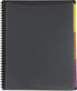 JAM PAPER Plastic Multi Pocket Folder, 12 Pocket Organizer with Zipper Pouch, Smoke Grey with Colorful Tabs
