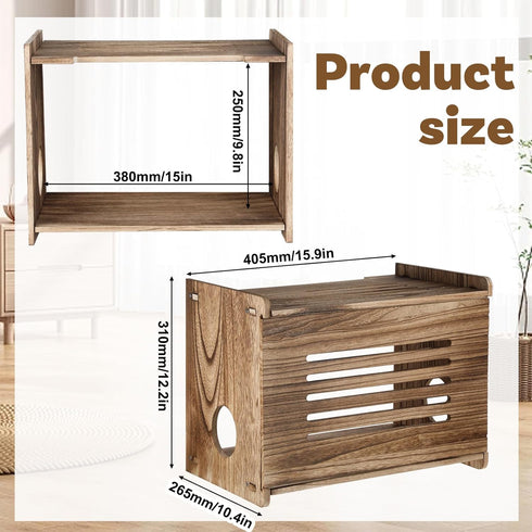 HANLANXUE Wood Router Shelf Projector Shelf Projector Stand Router Storage Box Modem Cable Routers Cover Organized