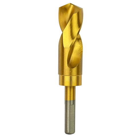 Tools 1-1/8 Inch Reduced Shank Drill Bit, 1/2" 3-Flat Shank, High Speed Steel with Titanium Coating