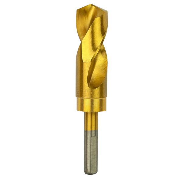 Tools 1-1/8 Inch Reduced Shank Drill Bit, 1/2" 3-Flat Shank, High Speed Steel with Titanium Coating