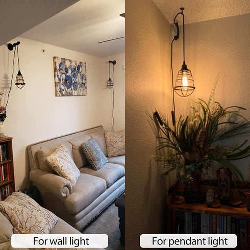 Mikniri Kit,4 Pack E26 E27 12.14FT Dimmable Vintage Plug in Hanging Light Industrial Style Pendant Lighting Lamp Socket
