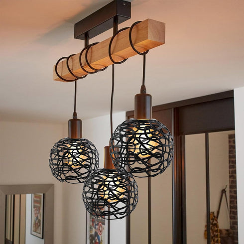 (C002) KUMGROT Mini Metal Cage Lampshade for Hanging Light Pendant Lampshade Vintage Industrial Wire Cage Lamp Holders