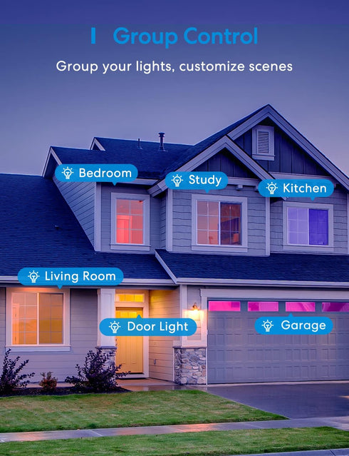meross Smart Light Bulb BR30 Flood WiFi LED Bulbs Dimmable E26 Multicolor 2700K-6500K RGBCW Compatible with Apple
