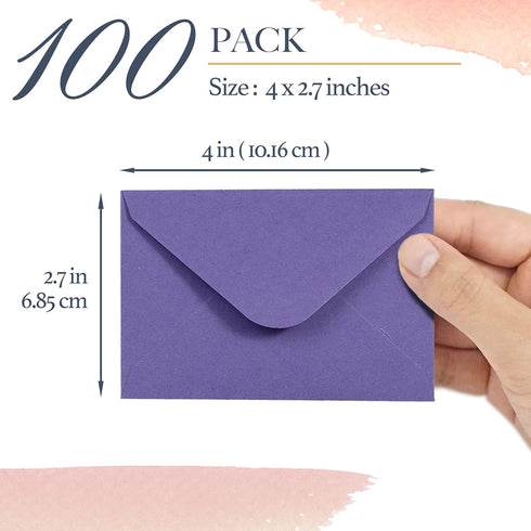 Gift Card Envelopes - 160-Count Mini Envelopes, Paper Business Card Envelopes, 16 Colors, 4 x 2.7 Inches