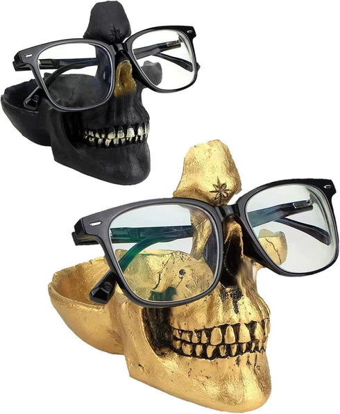 sgmedila Skull Glasses Stand, Creative Eyeglasses Rack, Sunglasses Spectacle Display, Key Holder Resin Sculptures