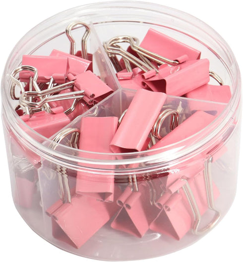 Pink Binder Clips, Assorted Sizes Set (Small, Medium, Large) for Office School and Home Supplies