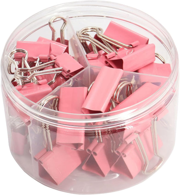 Pink Binder Clips, Assorted Sizes Set (Small, Medium, Large) for Office School and Home Supplies
