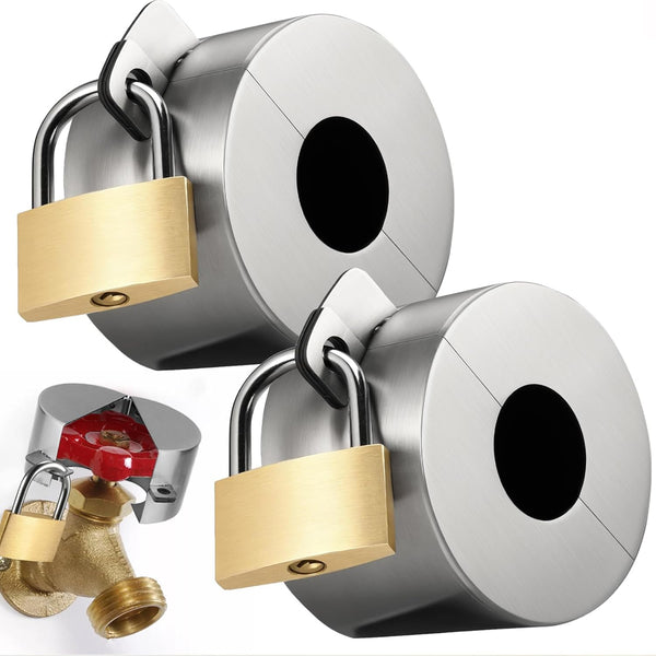 Outdoor Faucet Lock, 2 Pack Water Hose Bib Spigot Locks Stainless Steel