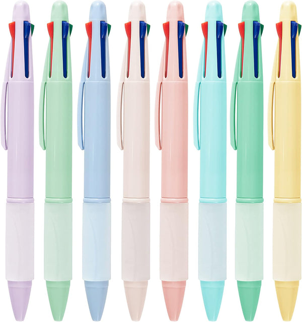 Multicolor Ball Point Pens, 4-in-1 Colored Pens (1.0mm), Assorted Inks, 4-Color Ballpoint Pen (8 Pack)