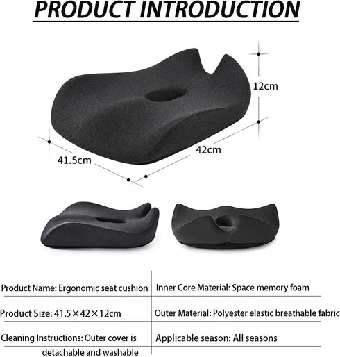 Aeveot Car Seat Cushion Coccyx Cushion Ergonomic Seat Cushion,Sciatica Cushion Pain Relief for Long Sitting,for Office