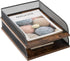 Set of 2 Vintage Black Wood & Metal Letter Tray, Desk Organizers Paper Tray, Office File Organizer