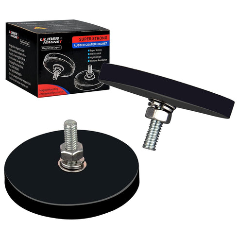 ULIBERMAGNET Neodymium Pot Magnets, Rubber Coated, Magnetic Tripod Head Base with D1/4-20 Male Thread, 2 Pack