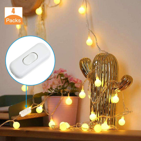 Inline Cord Switch - PLUSPOE 4-Pack On Off Button Control for Lamps and LED Lights
