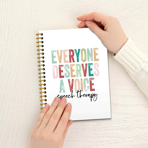 Speech Therapy Spiral Journal Notebook, 5.5×8.3, 160 Pages for Speech Therapists, SLP Gifts, Everyone Deserves a Voice
