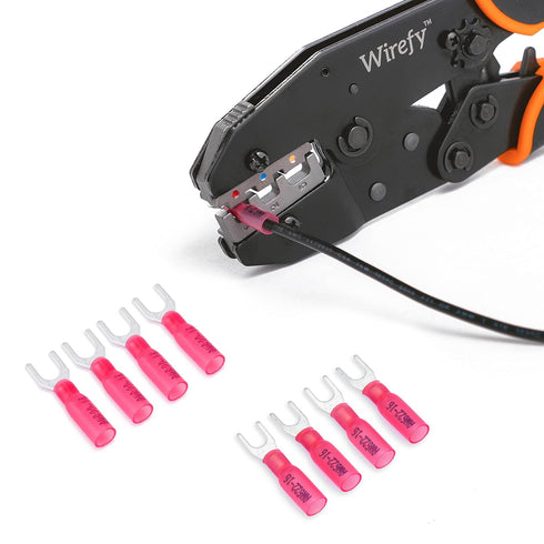 Wirefy 150 PCS Heat Shrink Fork Connectors, Marine Grade Fork Terminals for 22-16 Gauge Wire