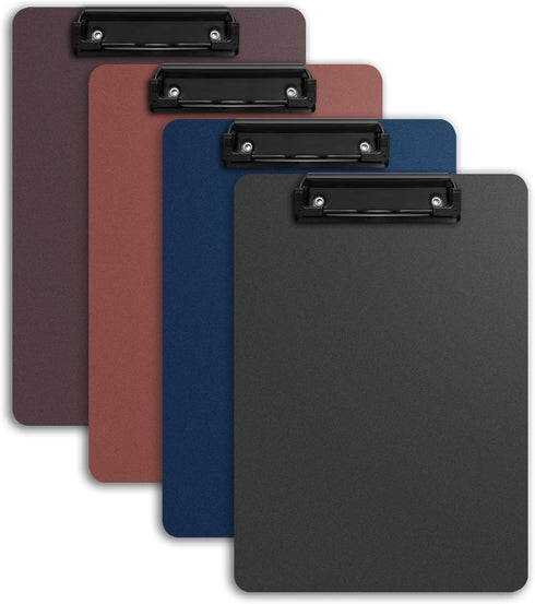 Ysenchan Plastic Clipboard Set of 4, Colorful Clip Boards with Metal Clip, A4 Letter Size for Office, School Supplies