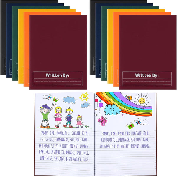 Henoyso 12 Pcs Primary Composition Notebook, K-2, 9 3/4 x 7 1/2 Inch, Blank Writing Book for Kids, 60 Page Writing