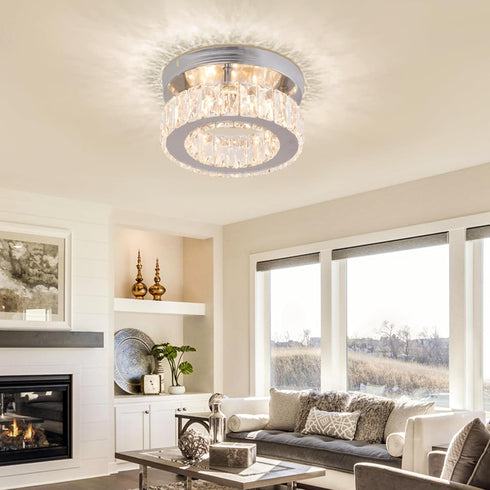 K9 Small Modern Small Crystal LED Chandelier Mini Flush Mount Round Ceiling Light Fixture Crystal Ceiling Lamp